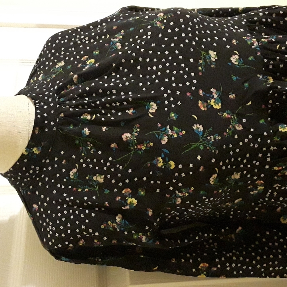 Art Class Floral Long sleeve Ruffle tiered High Neck boho Top Girls XL Women S - Picture 4 of 14